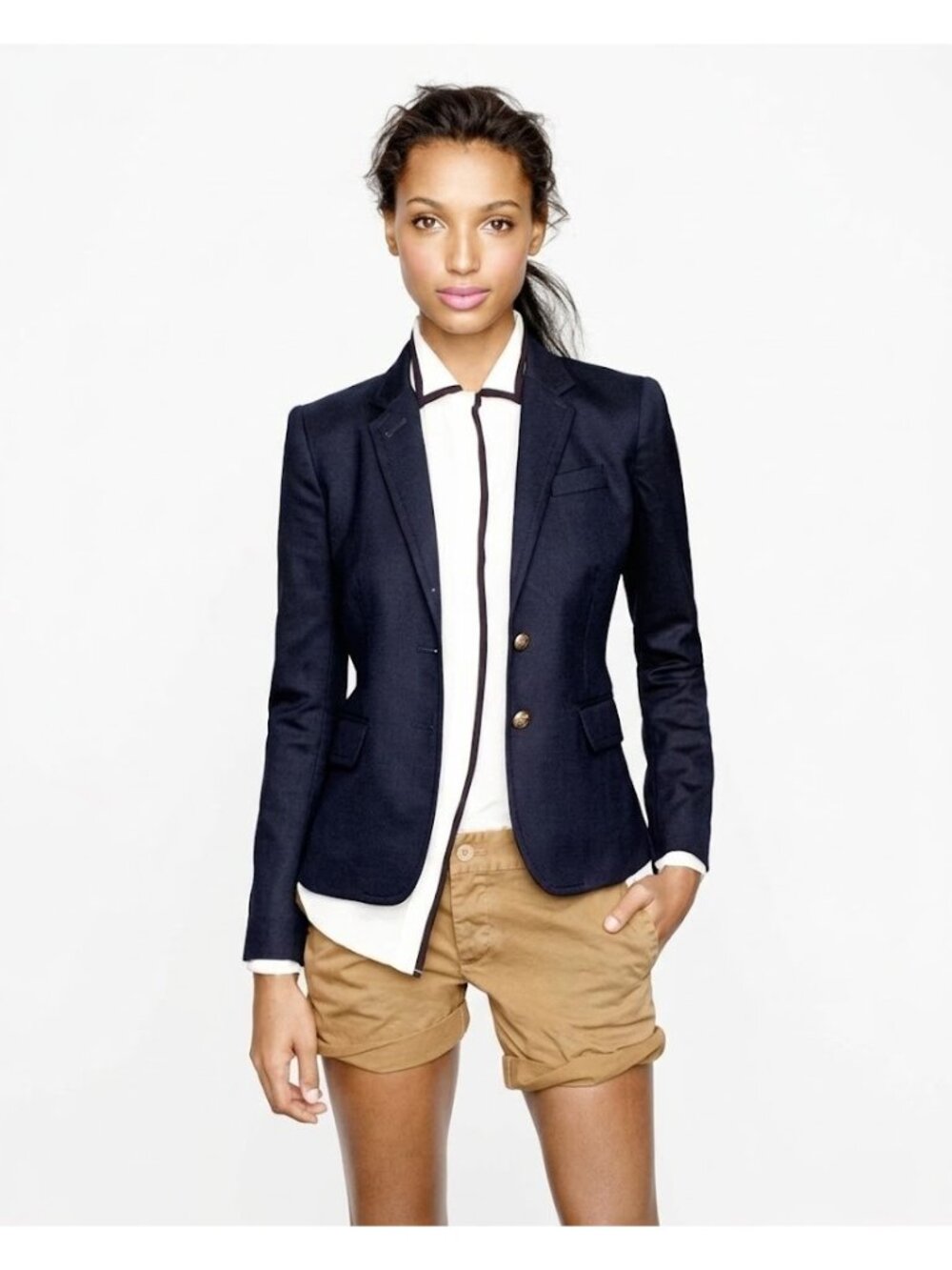 NWT J.Crew Schoolboy Blazer in Navy Wool Shrunken Jacket 10